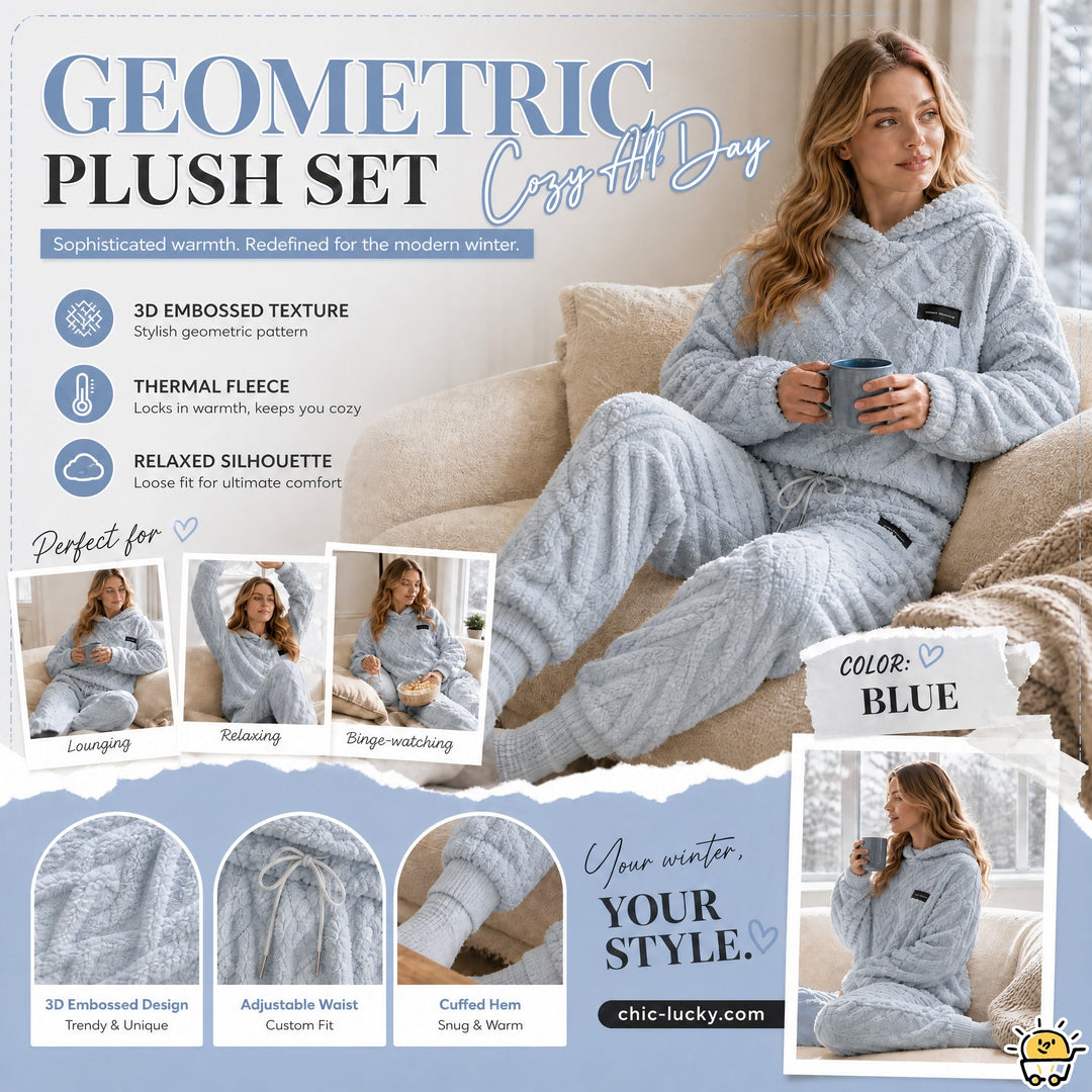 Embossed Geometric Plush Set – Timeless Comfort & Effortless Style For Every Occasion