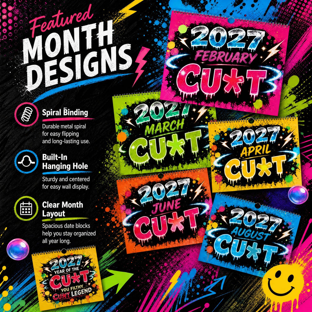 🎁Last Day Sale Only ￡8.99!!🌟2027 Year of the Cunt Wall Calendar – Bold Graffiti Humor Calendar📆