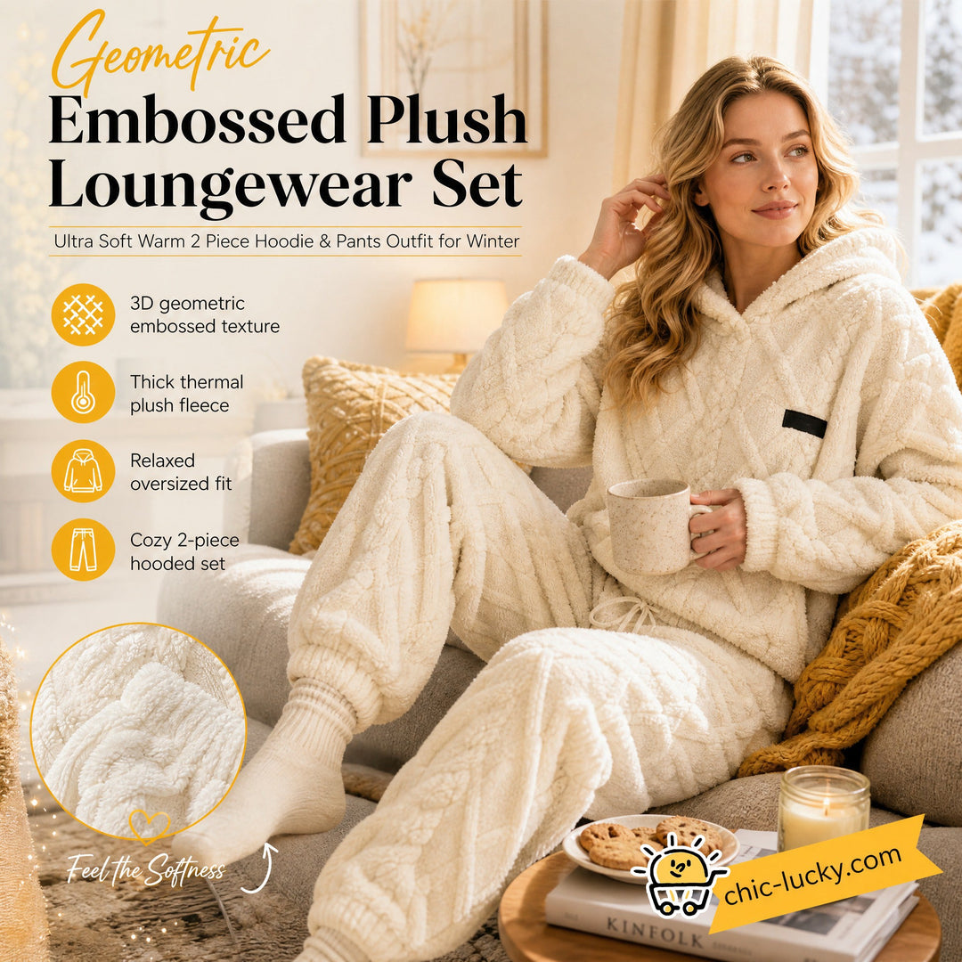 Embossed Geometric Plush Set – Timeless Comfort & Effortless Style For Every Occasion