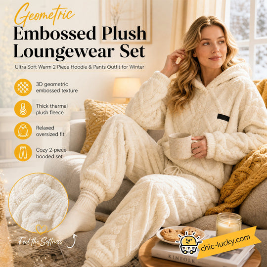 Embossed Geometric Plush Set – Timeless Comfort & Effortless Style For Every Occasion