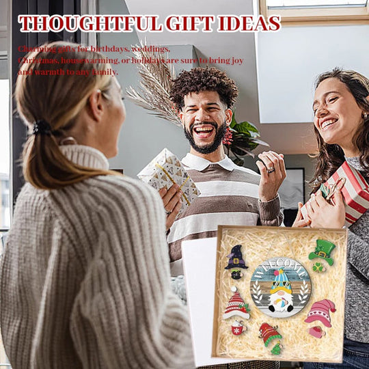 🍁Julens bästa dekorationer🎄Utbytbar välkomstskylt i trä för tomte🎈