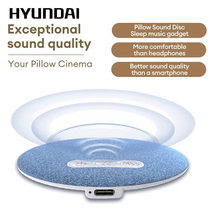 HYUNDAI S1 Ultra-Thin Bluetooth Pillow Speaker with Bluetooth 6.0, Soft Immersive Sound Field, Pillow CD Player for Bedtime Music & Audiobooks, Headphone-Free Sleep Speaker, Compatible with Android & iOS