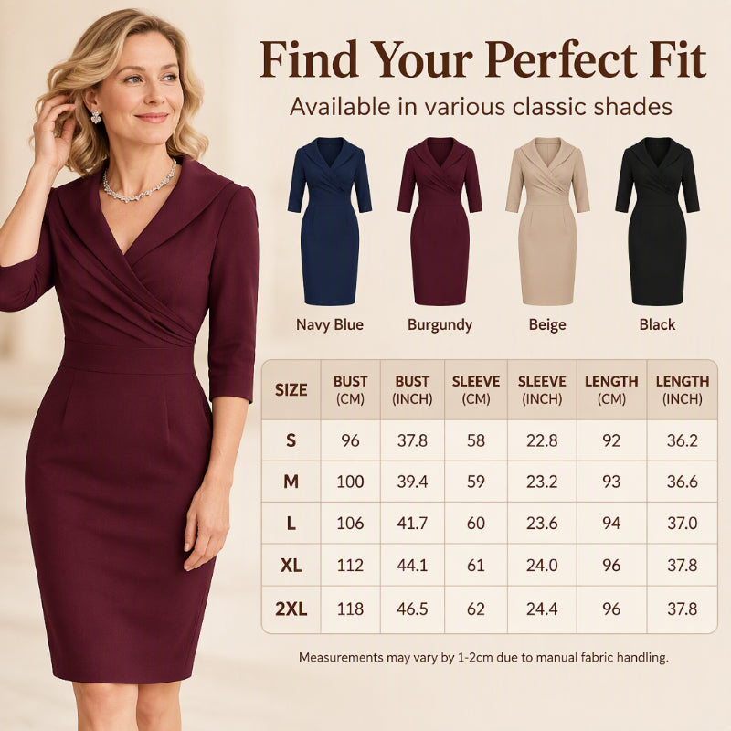 ✨Hot Sale 50% OFF! 👗Elegant Lapel Collar Sheath Dress with Pockets