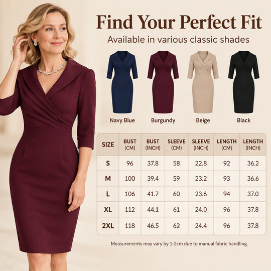 ✨Hot Sale 50% OFF! 👗Elegant Lapel Collar Sheath Dress with Pockets