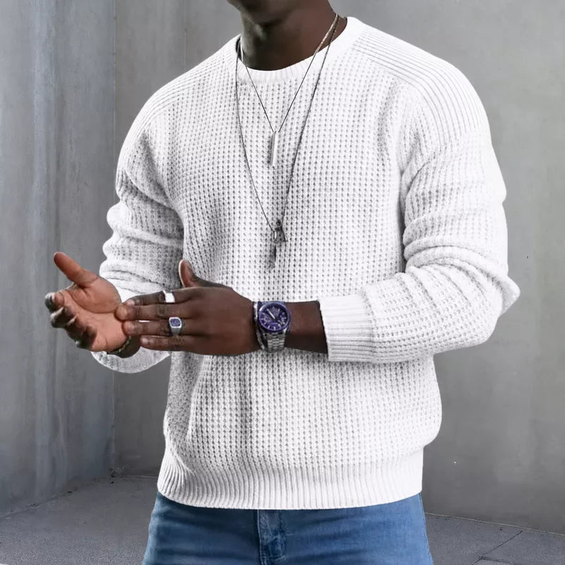 👔Seasonal Style - Men's Stretch Knit Pullover – Classic Crew Neck & Easy Pairing with Jeans or Joggers