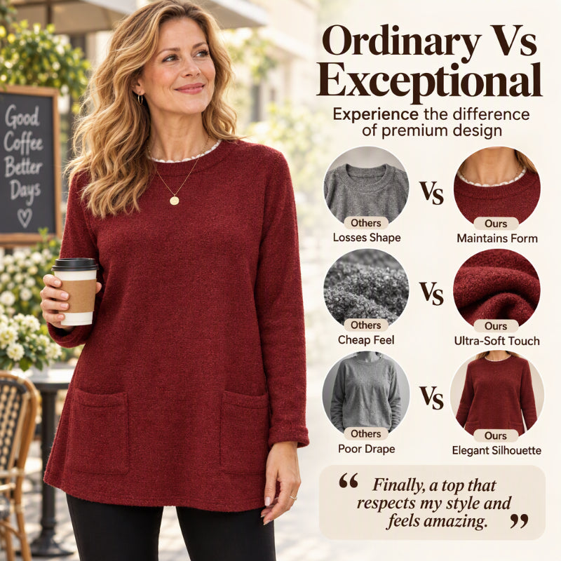 ☁️ Cozy Warmth, Easy Everyday Style | Women's Brushed-Lined Pocket Top
