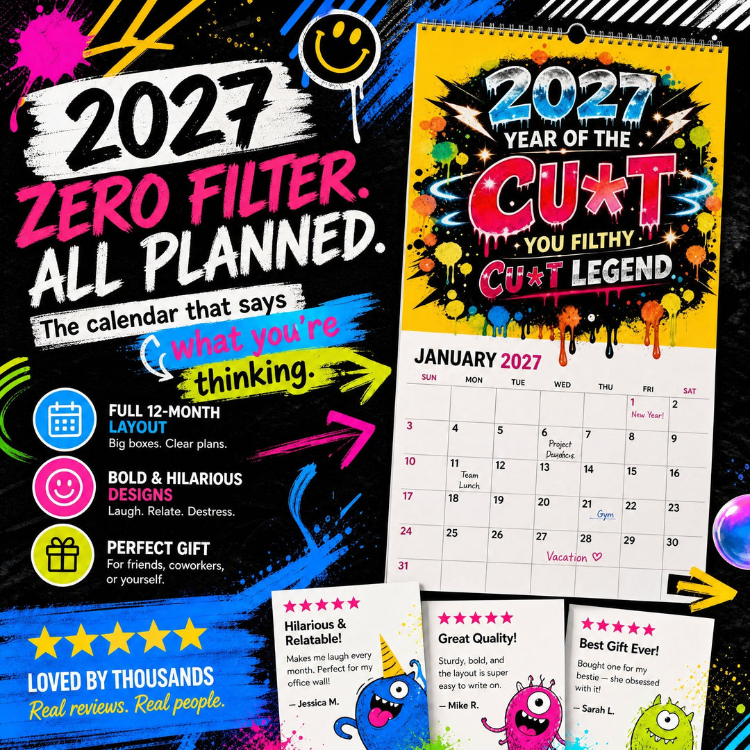 🎁Last Day Sale Only ￡8.99!!🌟2027 Year of the Cunt Wall Calendar – Bold Graffiti Humor Calendar📆