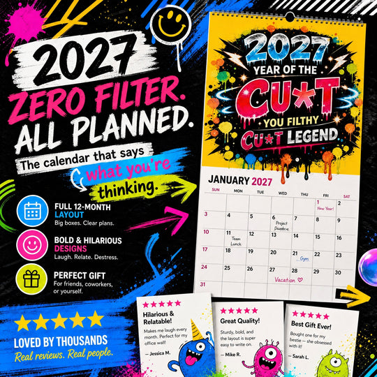 🎁Last Day Sale Only ￡8.99!!🌟2027 Year of the Cunt Wall Calendar – Bold Graffiti Humor Calendar📆
