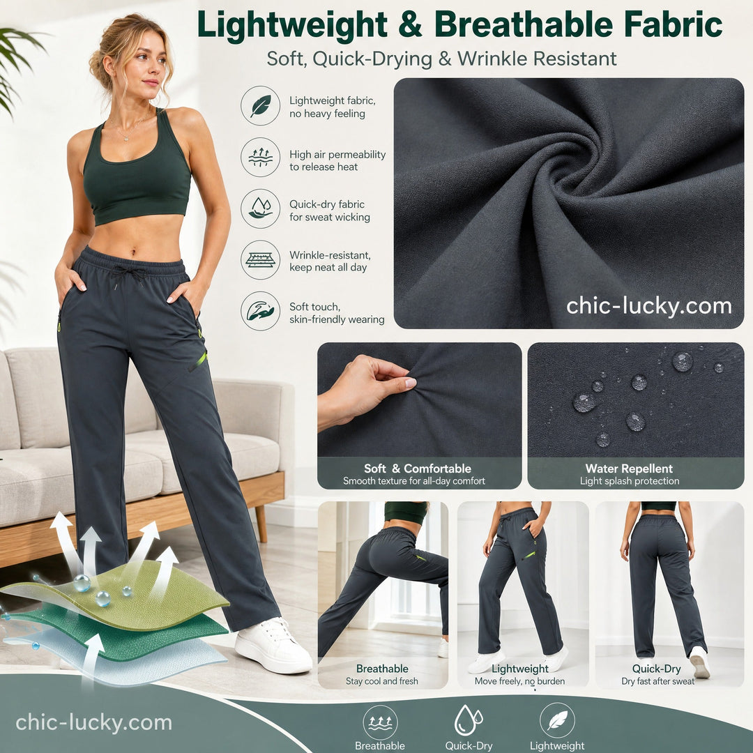 ⏳LAST DAY SALE 50% OFF!!🔥Women’s Straight-Leg Cargo Trousers – Elastic Waist, 6-Pocket Casual Pants for Work, Travel & Everyday Wear 👖✨