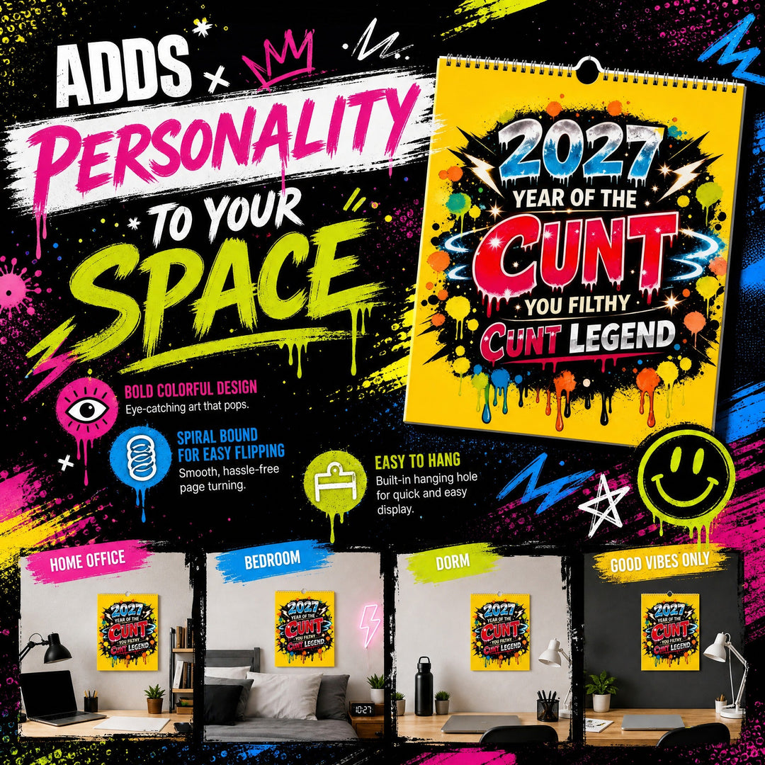 🎁Last Day Sale Only ￡8.99!!🌟2027 Year of the Cunt Wall Calendar – Bold Graffiti Humor Calendar📆