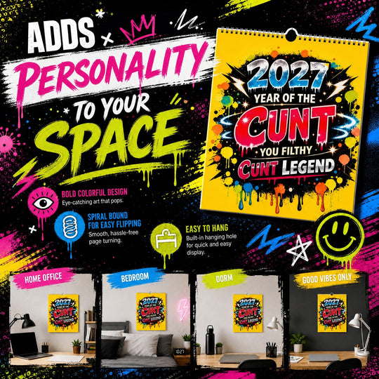 🎁Last Day Sale Only ￡8.99!!🌟2027 Year of the Cunt Wall Calendar – Bold Graffiti Humor Calendar📆