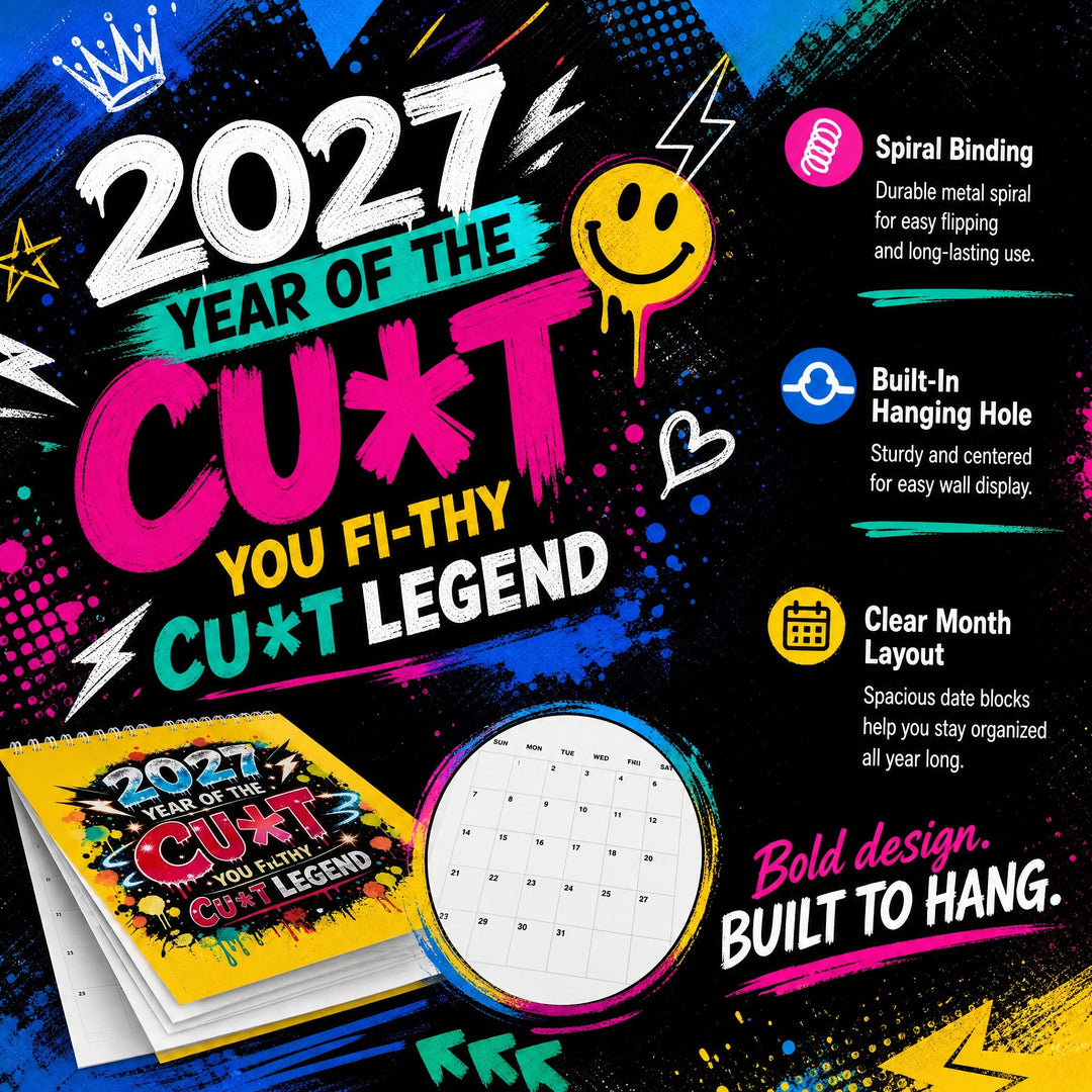 🎁Last Day Sale Only ￡8.99!!🌟2027 Year of the Cunt Wall Calendar – Bold Graffiti Humor Calendar📆