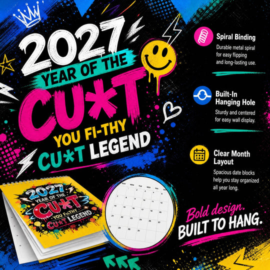 🎁Last Day Sale Only ￡8.99!!🌟2027 Year of the Cunt Wall Calendar – Bold Graffiti Humor Calendar📆
