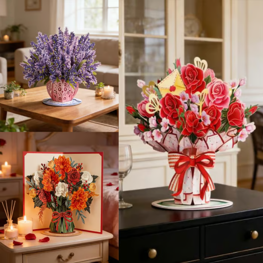 85 000+ SÅLDA! Forever-Blooming 3D Blomma Pop-Up Kort – Personligt Kärleksmeddelande & Evig Blomning