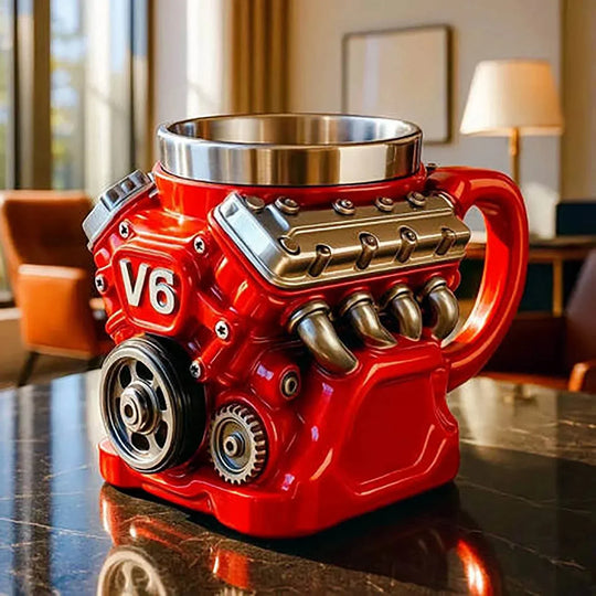 🔥Tazza da caffè retrò con motore, tazza in acciaio inossidabile con motori V8