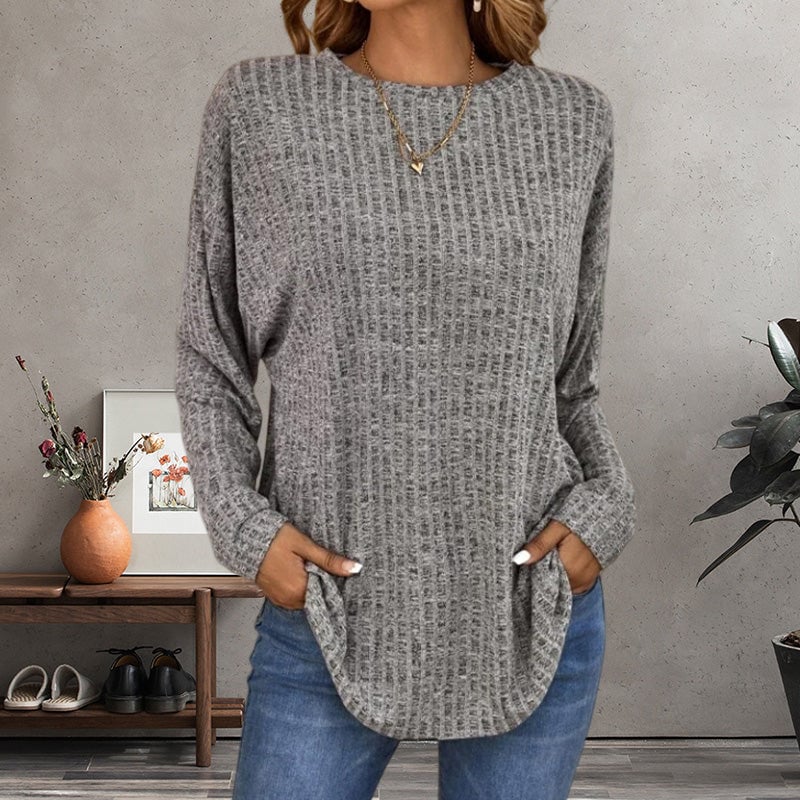 💎50% OFF! 💎 Casual Long-Sleeve Top – Soft Knit, Loose Fit & Versatile Style for All Body Types 🌸🧥