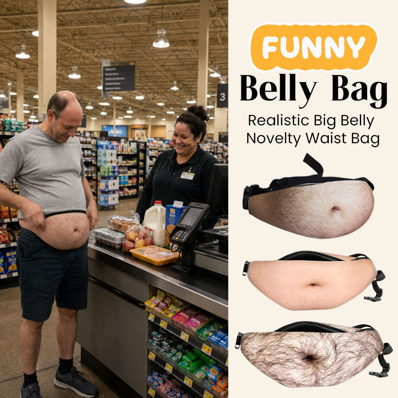 🥳Dadbag | Realistic Fake Beer Belly Bum Bag | Funny Dad Bod Waist Pack | Novelty Gag Gift for Men | With Belly Button & Hairy Chest | Adjustable Black Strap