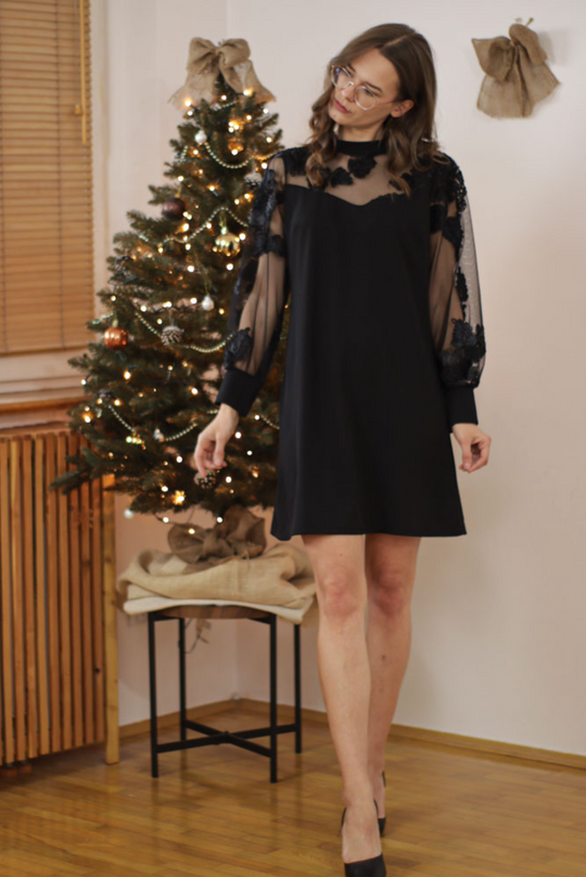 Icone™ MeshDress: Sophisticated Modern Style A-Line Mesh Dress