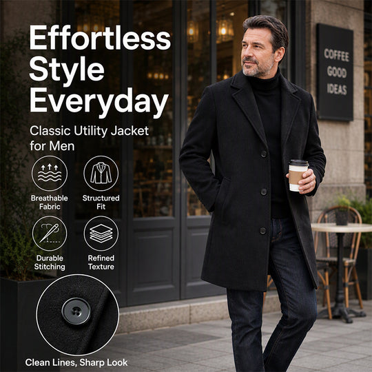 👔 Men's Classic Single Row Buckle Solid Color Jacket - Timeless Daily Essential