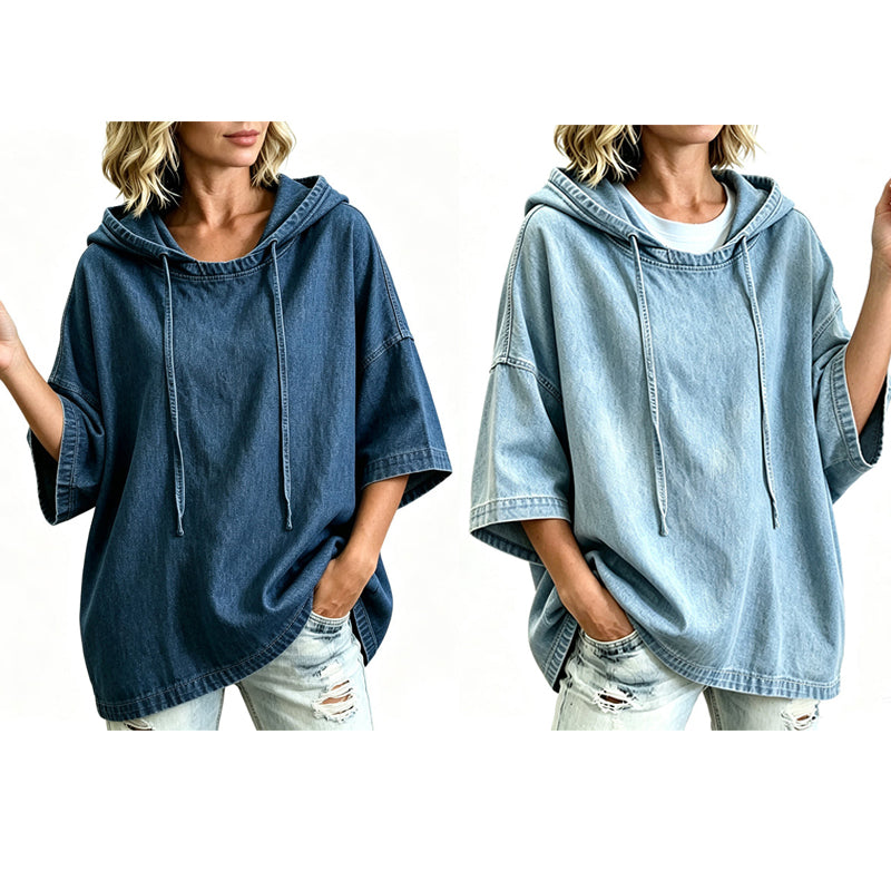 ✨2026 Collection at 50% OFF & FREE SHIPPING🎁 Women's Relaxed Hooded Denim Pullover