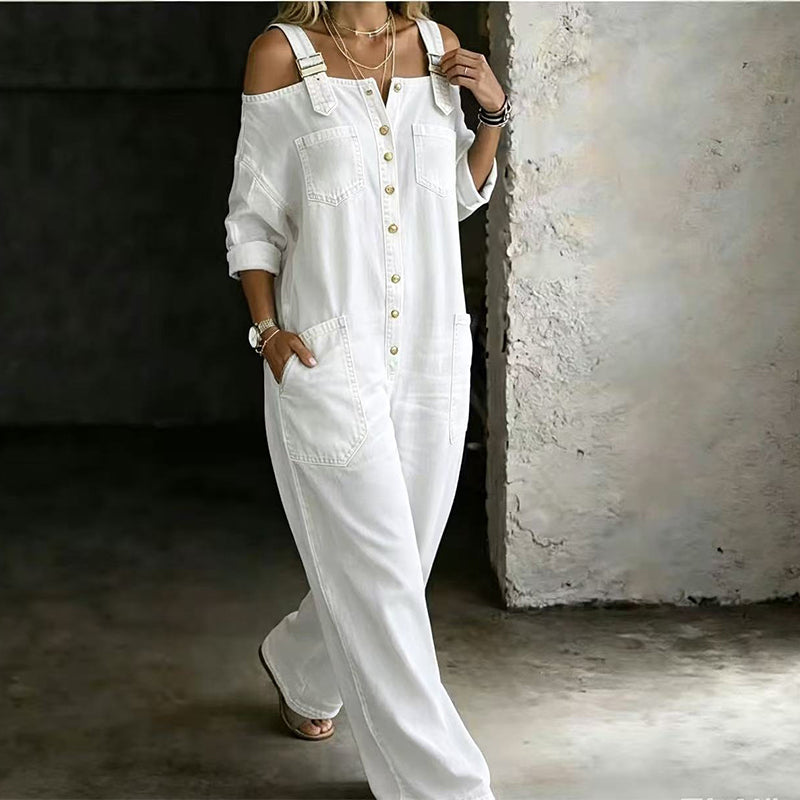 ⏳🔥LIMITED-TIME 50% OFF! 👗 Loose Fit Wide-Leg Overall Jumpsuit with Pockets – Effortless Comfort & Style ✨