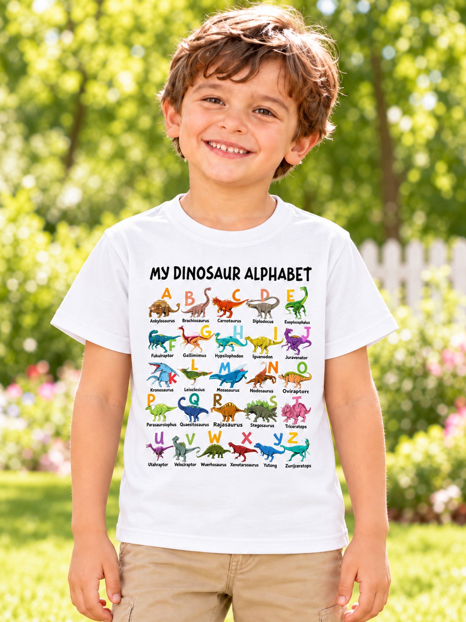 🦖Hot Sale 50% OFF✨Kids Dinosaur Alphabet Graphic T-Shirt