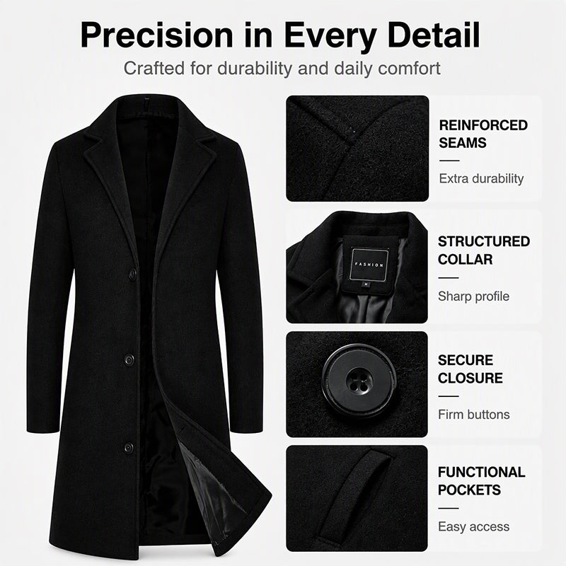 👔 Men's Classic Single Row Buckle Solid Color Jacket - Timeless Daily Essential