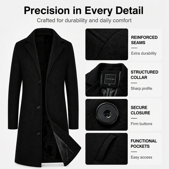 👔 Men's Classic Single Row Buckle Solid Color Jacket - Timeless Daily Essential