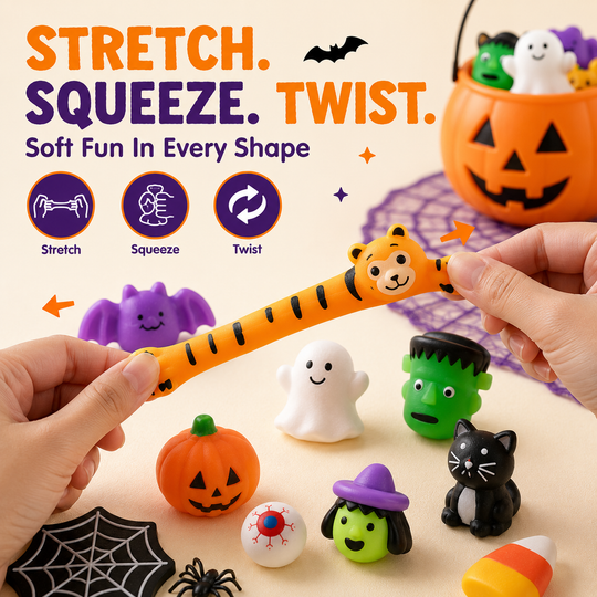 Halloween Mochi Squishy Toys – Cute Sensory Party Favors & Goodie Bag Fillers