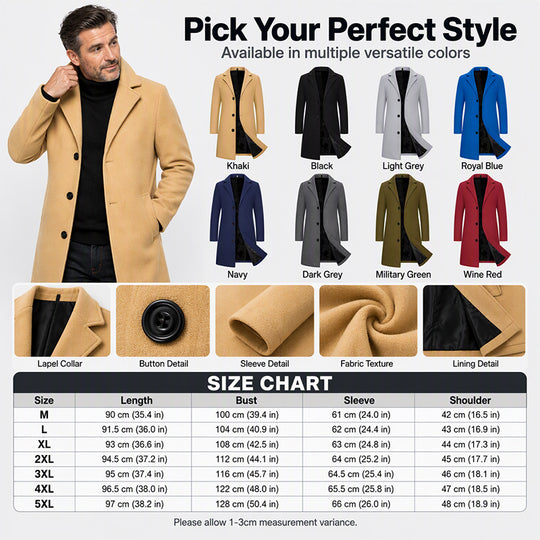 👔 Men's Classic Single Row Buckle Solid Color Jacket - Timeless Daily Essential