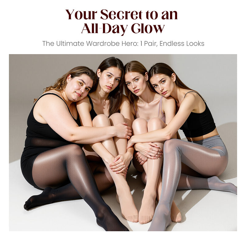 Everyday Comfort | Women's High-Waisted Sheer Shiny Tights – Buy 1 Get 1 Free
