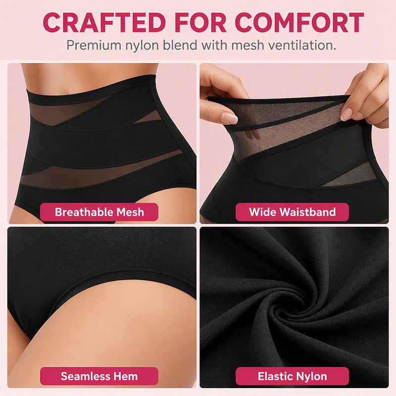 🌸Last Day-Buy 1 Get 3 Packs✨Plus-Size High-Waist Cross Tummy Control Panties