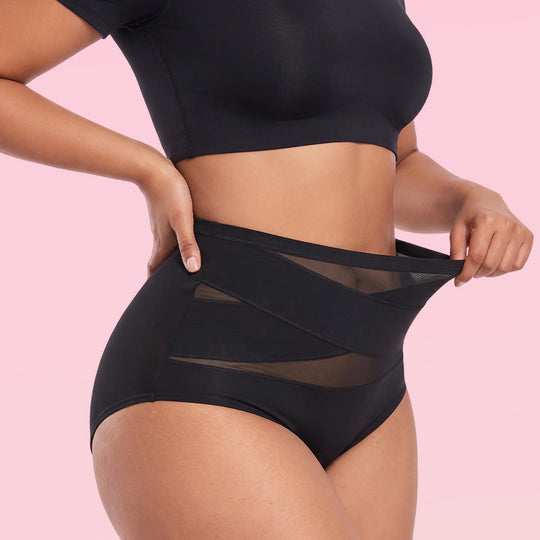 🌸Last Day-Buy 1 Get 3 Packs✨Plus-Size High-Waist Cross Tummy Control Panties