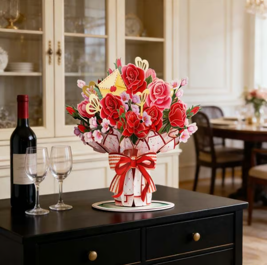 85 000+ SÅLDA! Forever-Blooming 3D Blomma Pop-Up Kort – Personligt Kärleksmeddelande & Evig Blomning