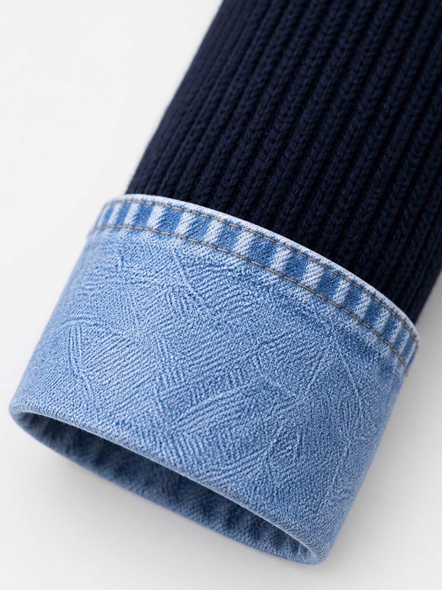 ⌛Limited-Time Offer-Women’s Elegant Denim Spliced Ribbed Knit Coat