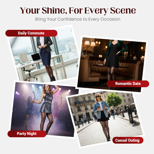 Everyday Comfort | Women's High-Waisted Sheer Shiny Tights – Buy 1 Get 1 Free