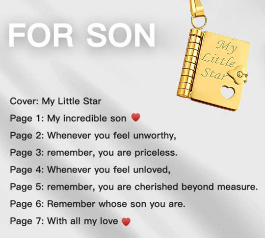 My Little Star Book Necklace for Daughter, Birthday Day Gift Return to School Jewelry of Love