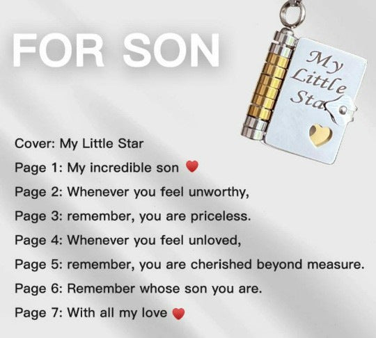 My Little Star Book Necklace for Daughter, Birthday Day Gift Return to School Jewelry of Love
