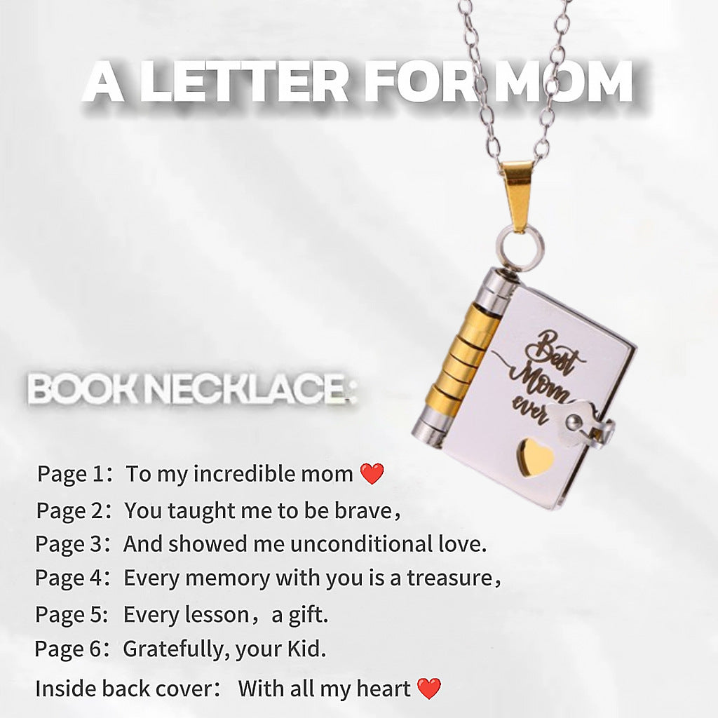 My Little Star Book Necklace for Daughter, Birthday Day Gift Return to School Jewelry of Love