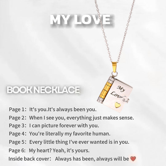 My Little Star Book Necklace for Daughter, Birthday Day Gift Return to School Jewelry of Love
