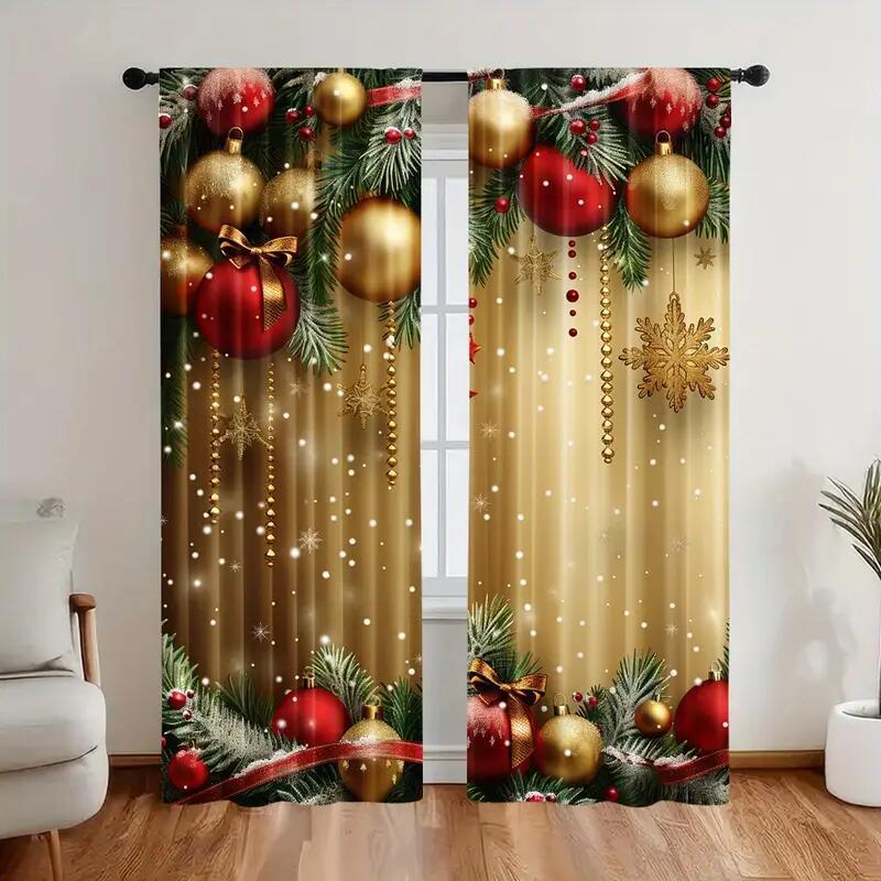 🎅Xmas Sales - 50% OFF🎄Christmas Window Curtains 2-Piece Set for Home Decor