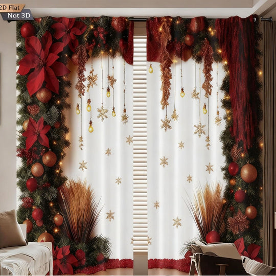 🎅Xmas Sales - 50% OFF🎄Christmas Window Curtains 2-Piece Set for Home Decor