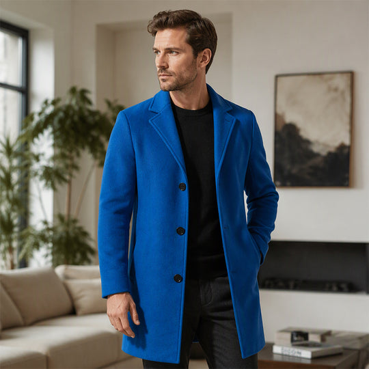 👔 Men's Classic Single Row Buckle Solid Color Jacket - Timeless Daily Essential