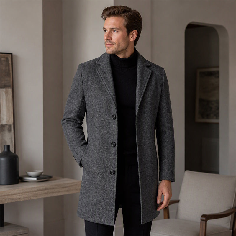 👔 Men's Classic Single Row Buckle Solid Color Jacket - Timeless Daily Essential