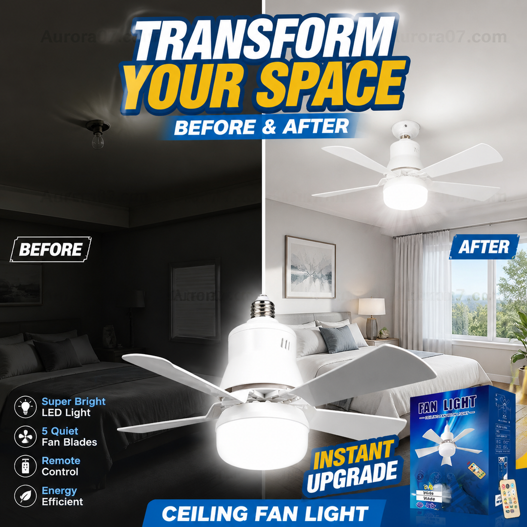 🔥SmartBreez™ 40W LED Ceiling Fan Light – 20.5” Ultra-Quiet with Remote 🎯 | E27 + FREE B22 Adapter 🔌 | For Bedroom 😴, Kitchen 👩‍🍳 & Garage 🛠️