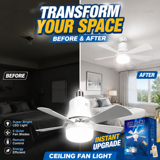 🔥SmartBreez™ 40W LED Ceiling Fan Light – 20.5” Ultra-Quiet with Remote 🎯 | E27 + FREE B22 Adapter 🔌 | For Bedroom 😴, Kitchen 👩‍🍳 & Garage 🛠️