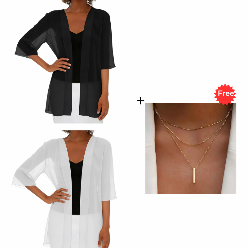 ⌛Limited-Time Offer-Women's Chiffon Open Front Cardigan Loose