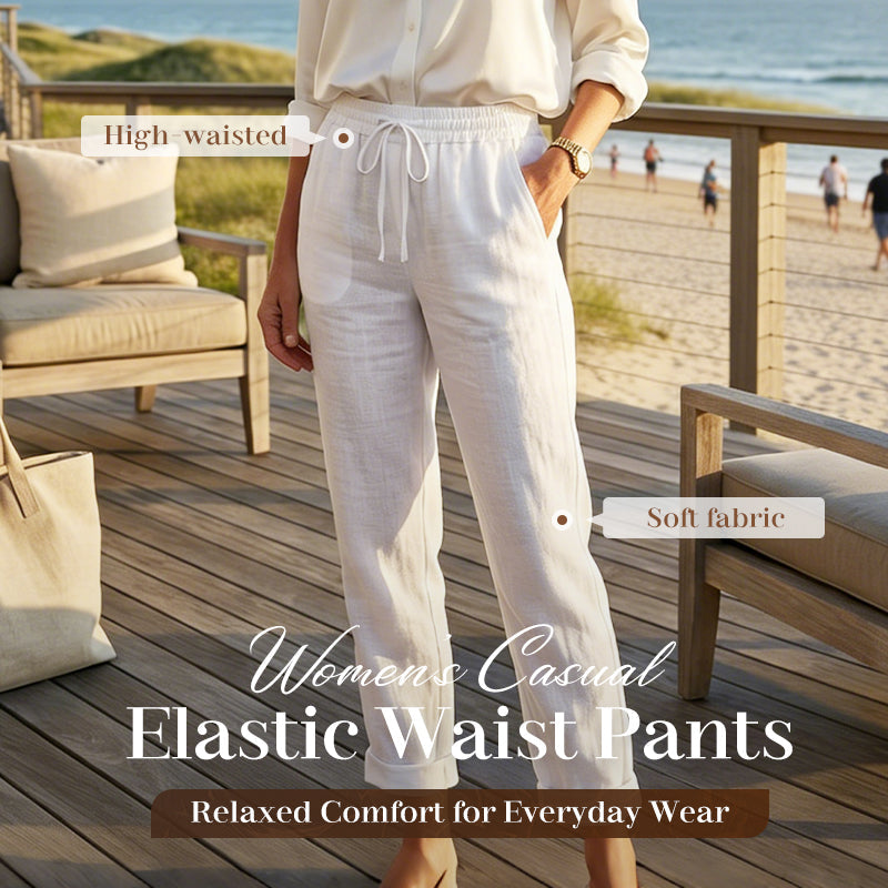 🌸Women's Elastic Waist Cotton Linen Casual Pants
