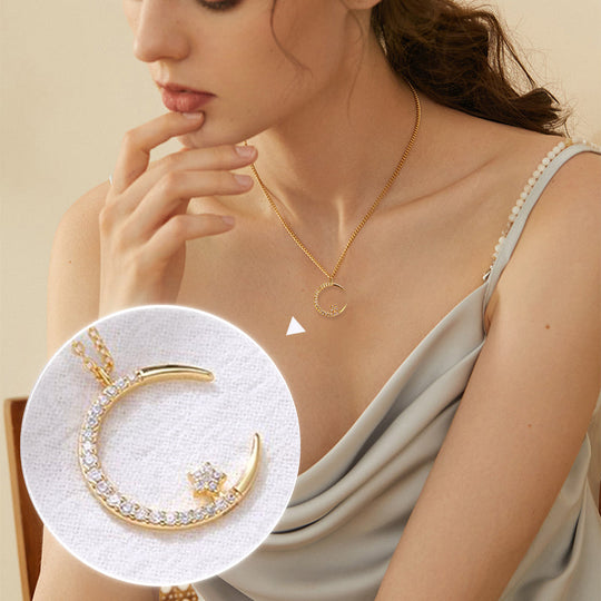 Sparkling Moon and Stars Necklace