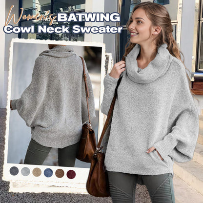 🎁Hot Sale🔥Women's Batwing Cowl Neck Sweater with Pockets